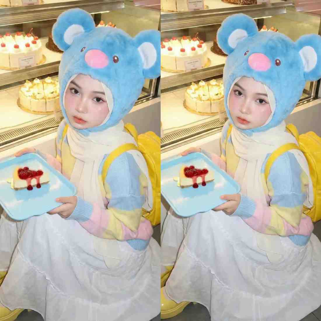 Gemini AI Hadirkan Potret Candid Ultra-Cute di Bakery: Hijab Ivory dan Topi Boneka Biru Viral!