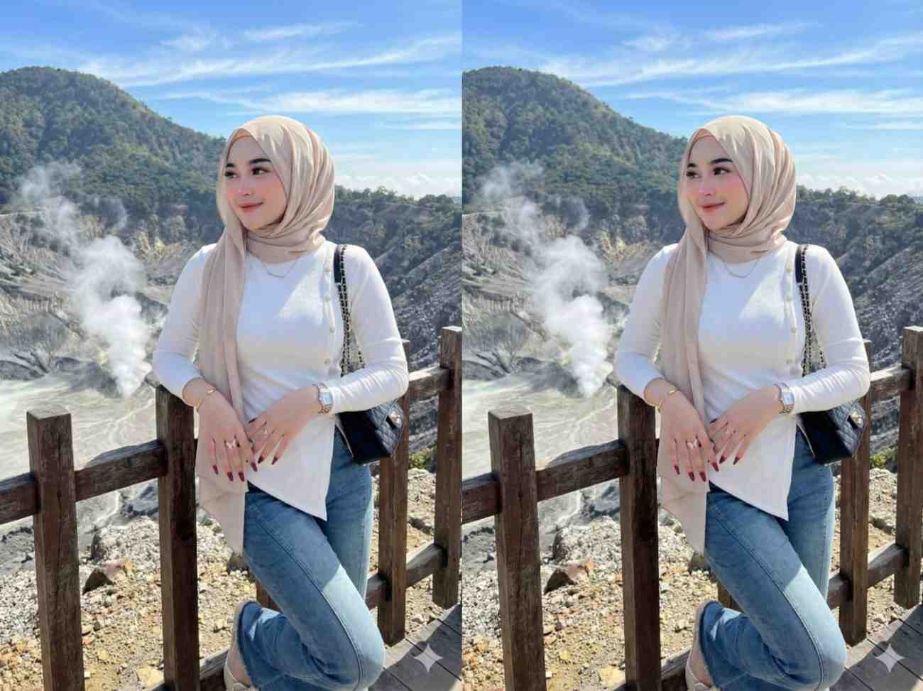 Prompt Gemini AI Potret Realistis di Gunung Tangkuban Perahu, Visual Low Quality Tapi Terlihat Nyata