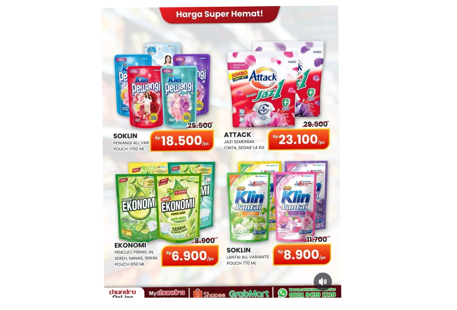 Chandra Lovers Merapat Hari Ini, Dapatkan Harga Super Hemat Deterjen dan Pembersih Lantai