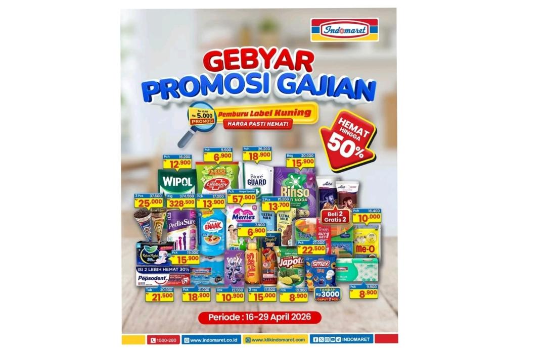 Gebyar Promosi Gajian Indomaret Hingga Akhir April Ini, Borong Kebutuhan Rumah Tangga Lebih Irit