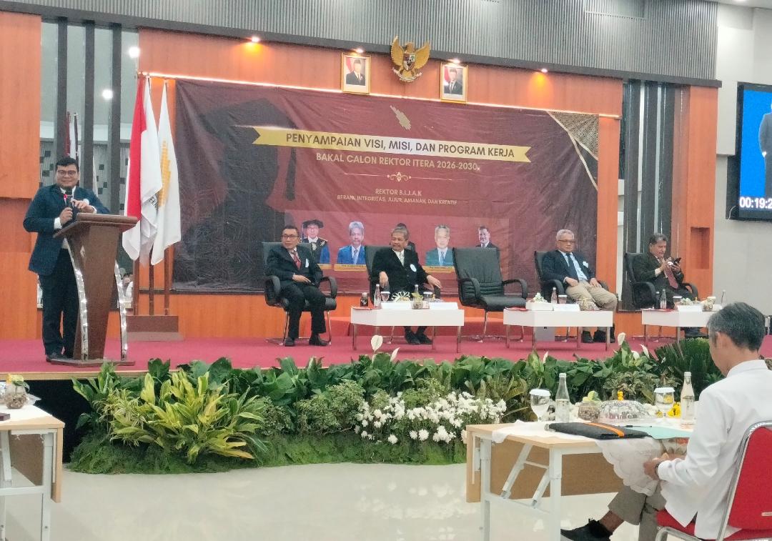 Penyampaian Visi dan Misi dan Program Kerja 5 Bakal Calon Rektor Itera 2026-2030.