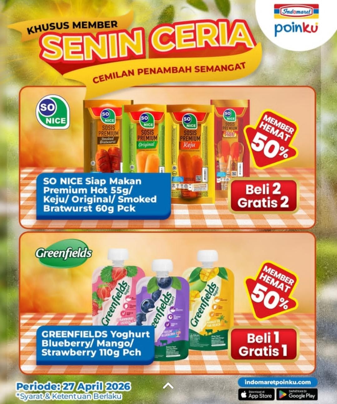 Hanya Hari Ini, Promo Senin Ceria Indomaret Poinku 27 April 2026, Ada Beli 2 Gratis 2 untuk Camilan