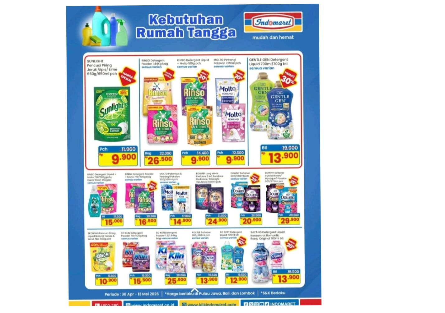 Cek Deretan Deterjen Murah di Indomaret, Rinso Hingga Gentle Gen Diskon Gede-Gedean