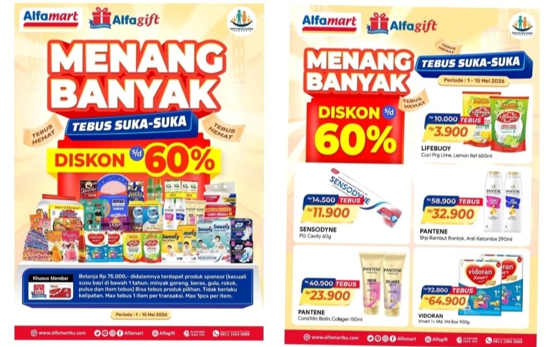 Segera ke Alfamart, Promo Tebus Suka-Suka Diskon 60 Persen Berakhir Pertengahan Mei, Stok Terbatas