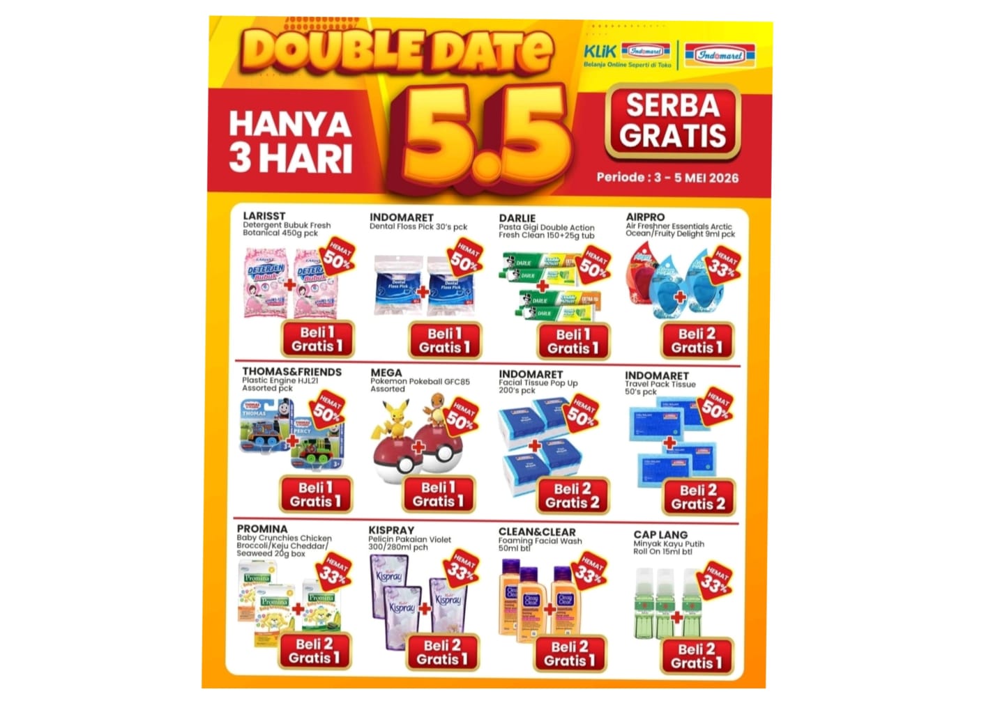 Hari Terakhir Promo Double Date 5.5 Indomaret, Cek Daftar Produk Gratisannya
