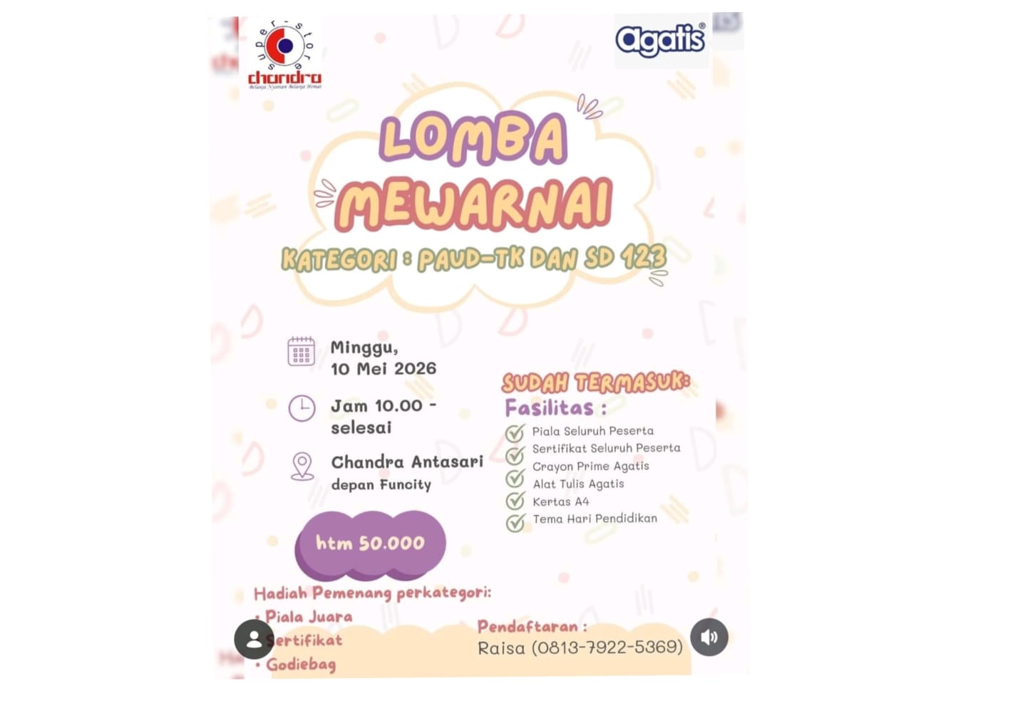 Asah Kreativitas Si Kecil, Chandra Antasari Adakan Lomba Mewarnai Bertema Hari Pendidikan