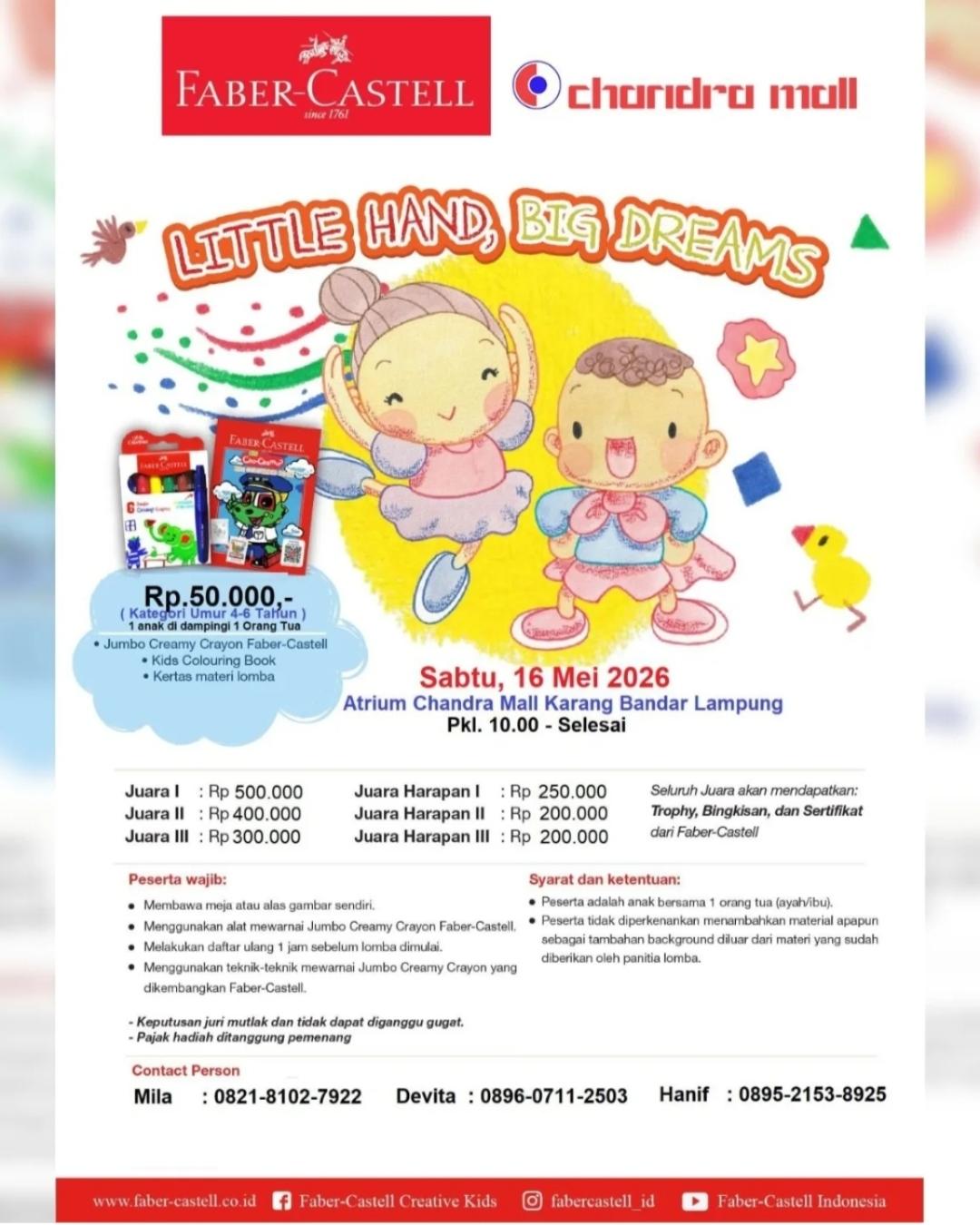 Lomba Mewarnai Faber-Castell 2026 di Chandra Mall Lampung: Info Pendaftaran, Jadwal, dan Hadiah