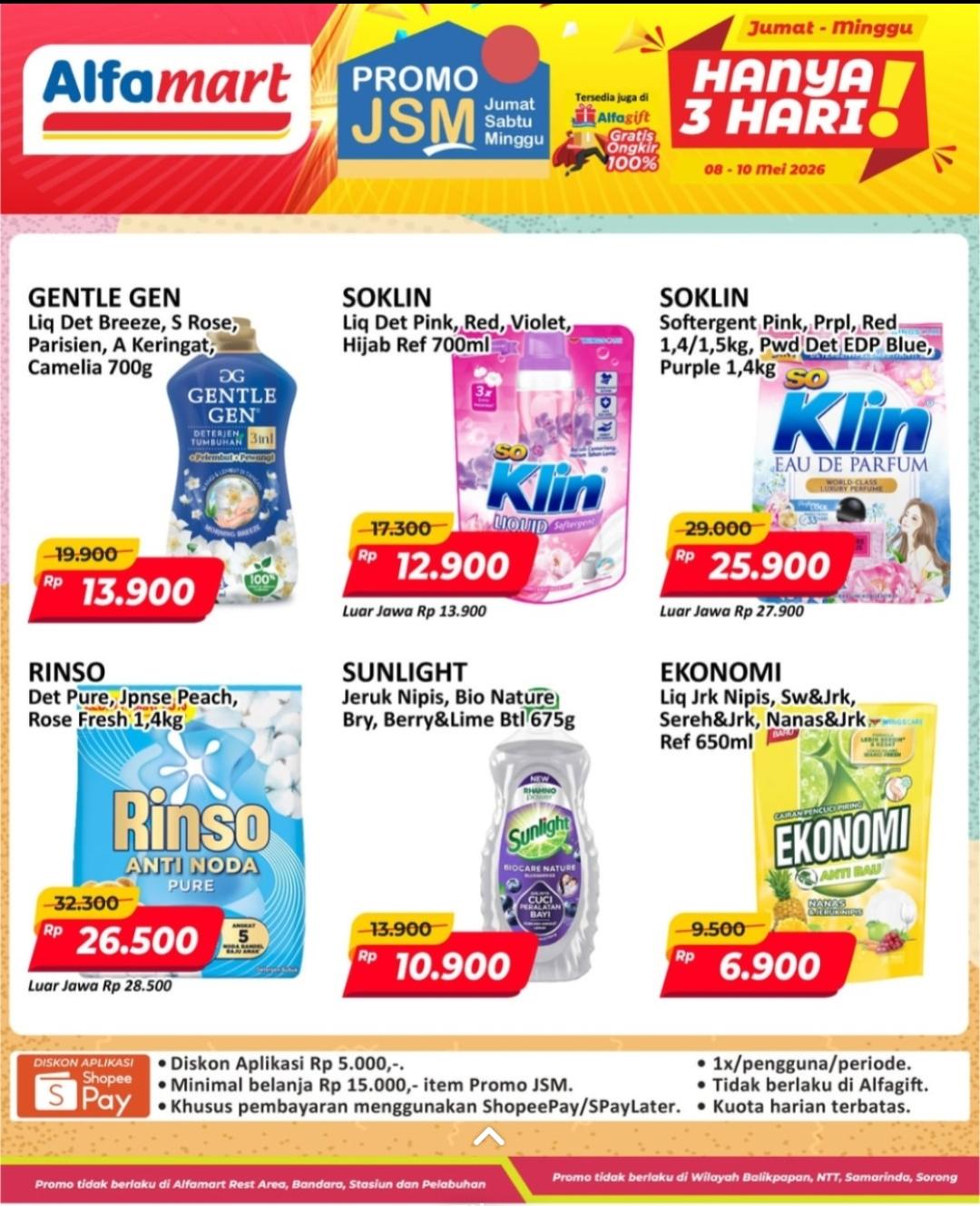 Buruan Ke Alfamart, Cek Daftar Promo JSM 8-10 Mei 2026, Stok Deterjen Murah Meriah