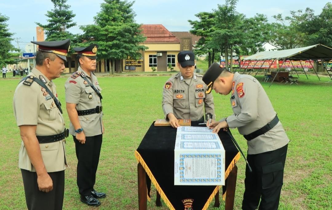 Sertijab Kabag Ops hingga Dua Kapolsek, Kapolres Tubaba Minta Pejabat Baru Segera Sinergi
