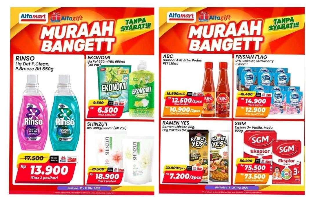 Jangan Sampai Kelewat, Promo 'Muraah Bangett' Alfamart Berakhir Besok Malam, Ini Daftar Produknya