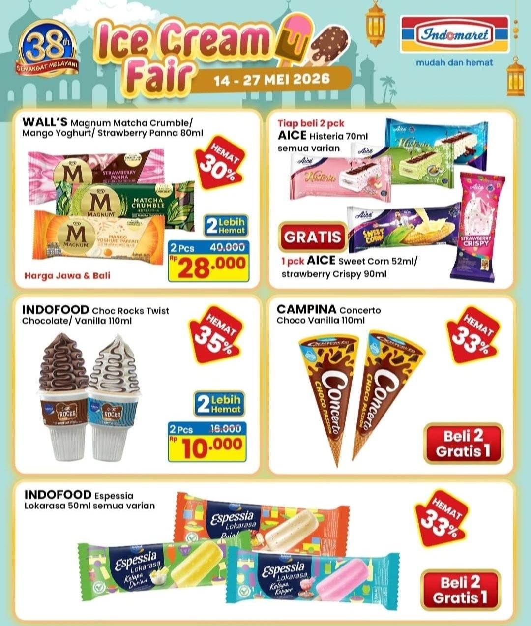 Sambut Cuaca Panas, Indomaret Gelar Ice Cream Fair Mei 2026, Diskon Gila-gilaan hingga 35 Persen