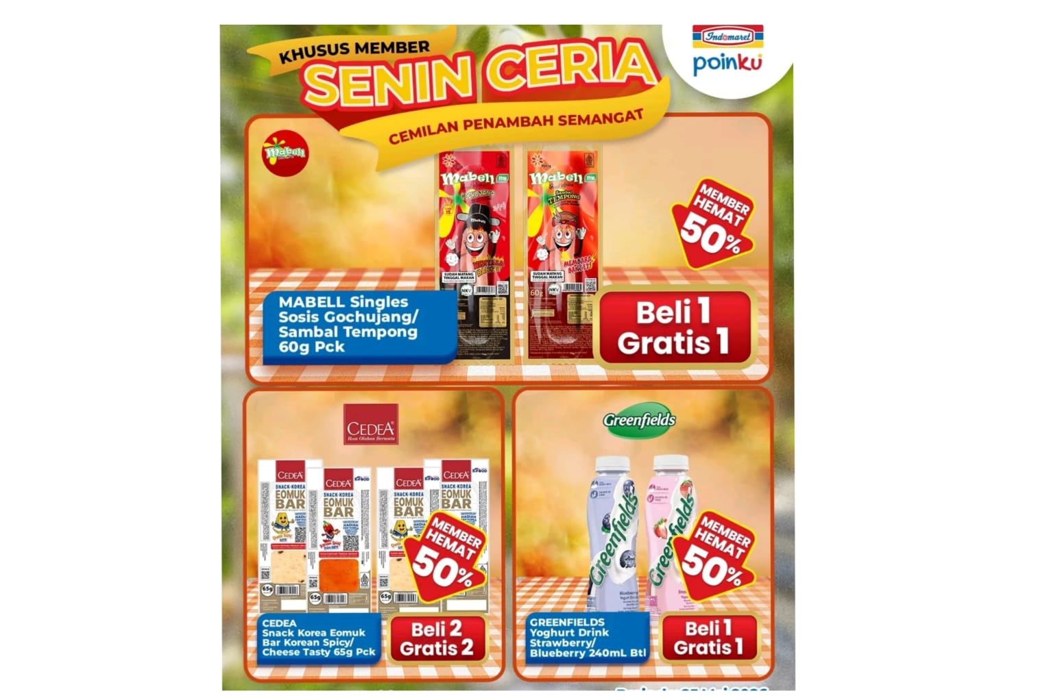 Lewat Promo Senin Ceria, Indomaret Manjakan Member Poinku dengan Diskon Camilan Penambah Semangat