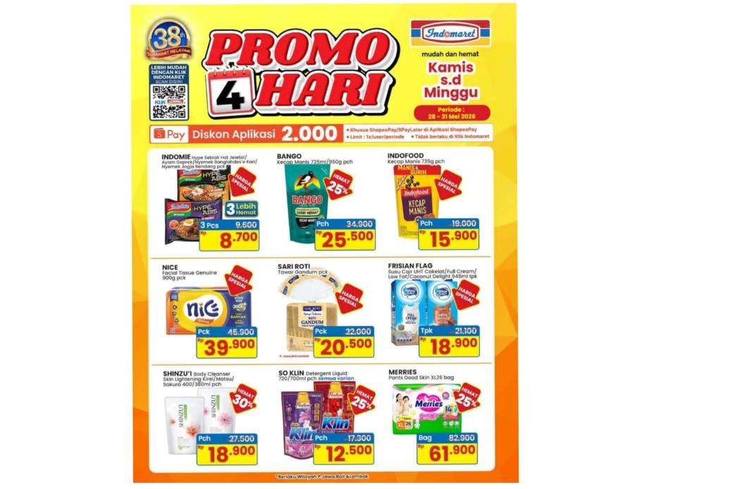 Besok Terakhir, Promo 4 Hari Indomaret, Buruan Serbu Diskon Kebutuhan Dapur hingga Popok Anak