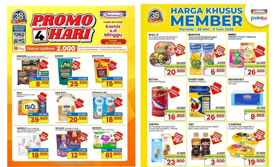 Promo 4 Hari dan Spesial Member Indomaret Poinku Periode Akhir Mei 2026, Ini Rincian Harganya