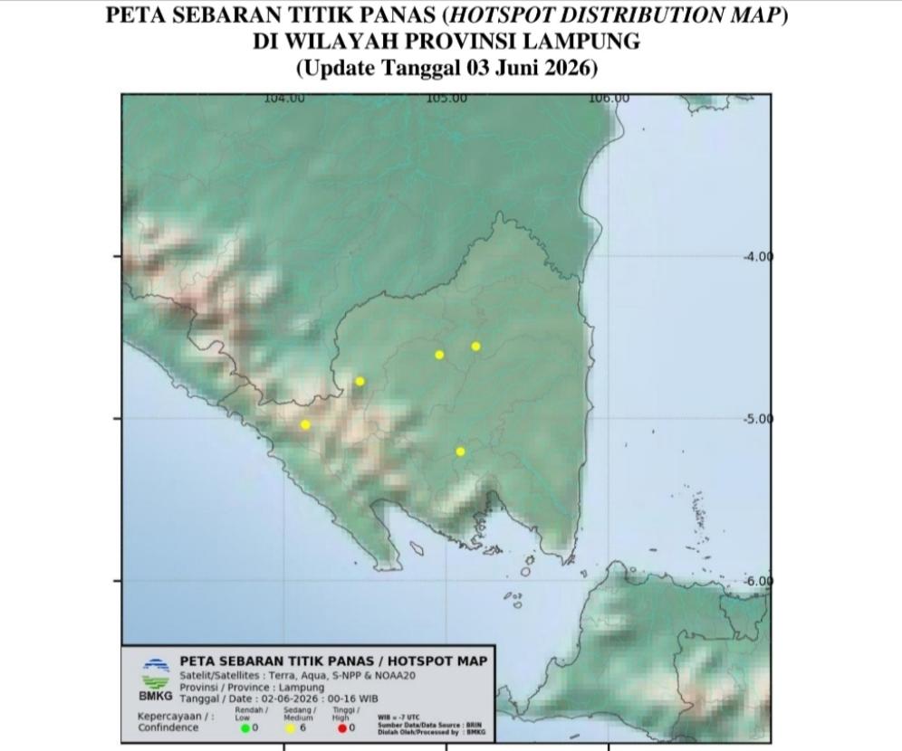 BMKG Deteksi 6 Titik Panas Mengepung Wilayah Lampung, Ini Daftar Kecamatan yang Harus Siaga