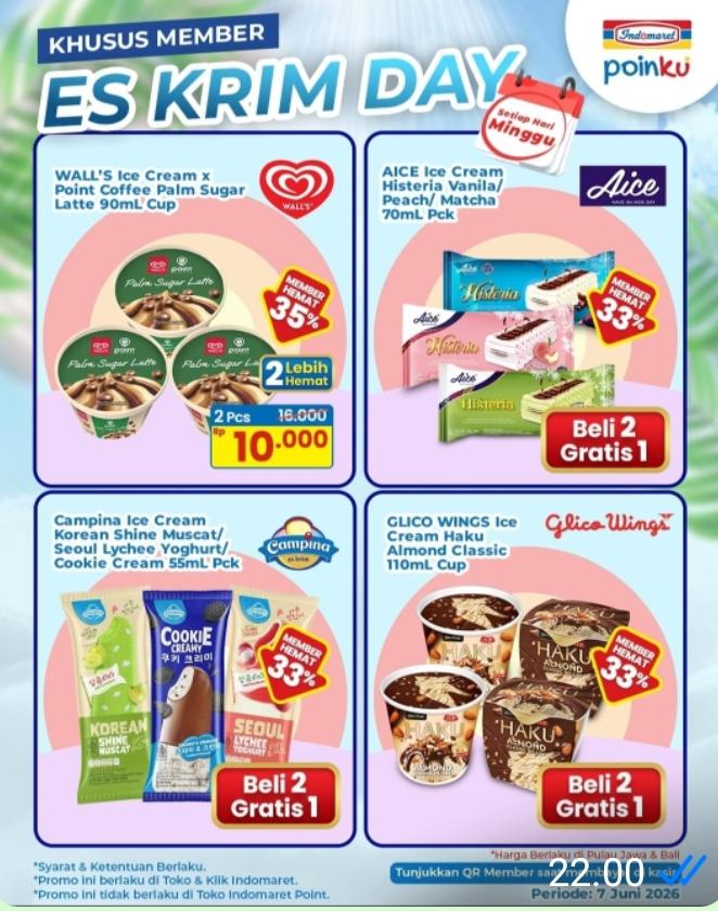 Hanya Hari Ini, Serbu Promo Es Krim Day Khusus Member di Indomaret