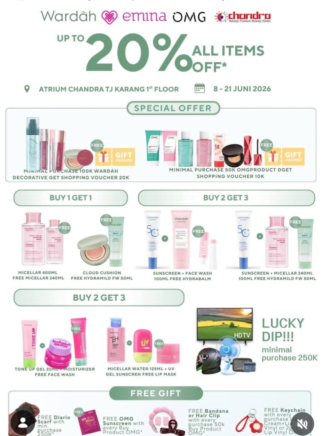 Cewek-Cewek Merapat, Ada Promo Wardah, Emina, dan OMG di Chandra Tanjungkarang
