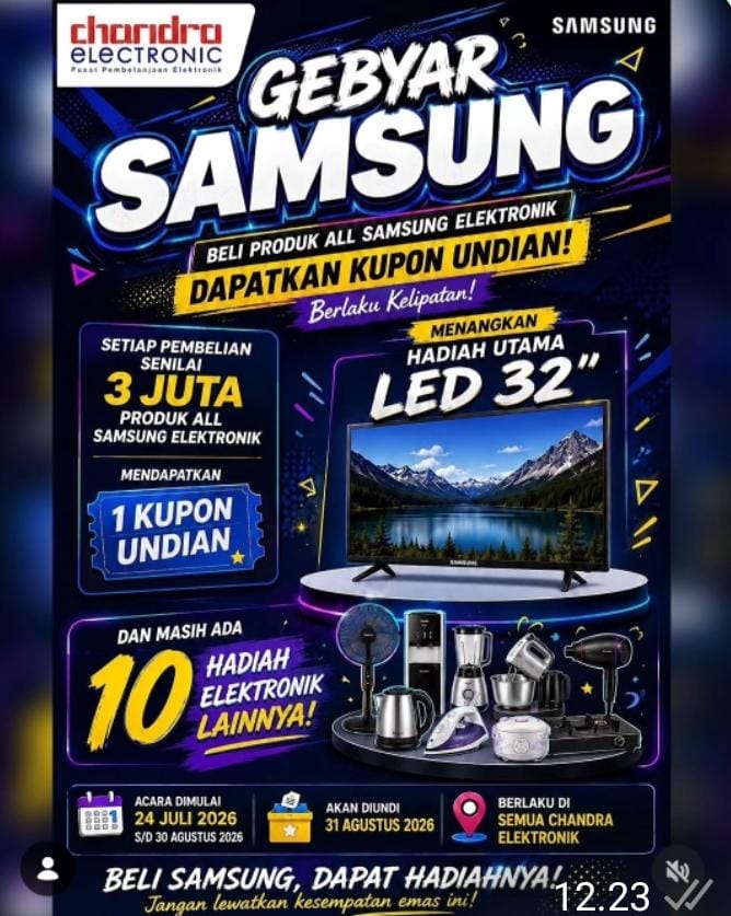 Promo Gebyar Samsung di Chandra Elektronik: Belanja Rp 3 Juta Bisa Bawa Pulang TV LED 32 Inci