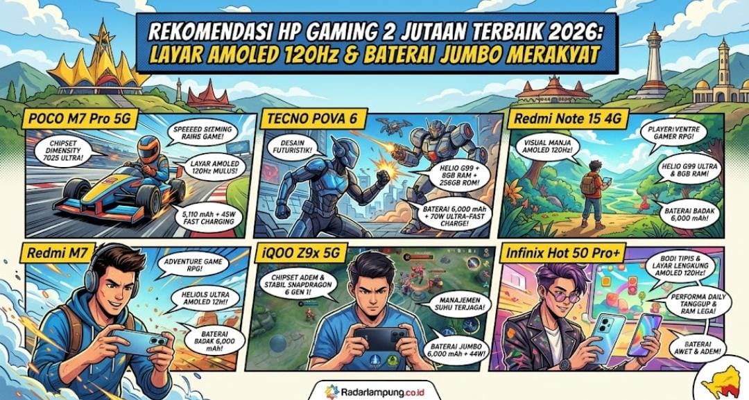 Rekomendasi HP Gaming 2 Jutaan Terbaik 2026, Layar AMOLED 120Hz dan Baterai Jumbo Kian Merakyat