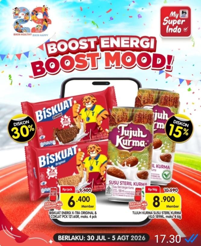 Promo Superindo 30 Juli–5 Agustus 2026: Diskon Biskuat dan Tujuh Kurma Spesial Member