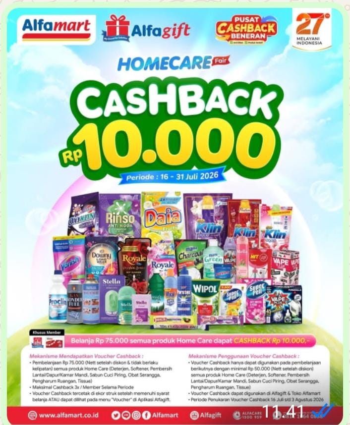 Hari Terakhir, Promo Homecare Fair Alfamart Tebar Voucher Cashback Rp 10 Ribu