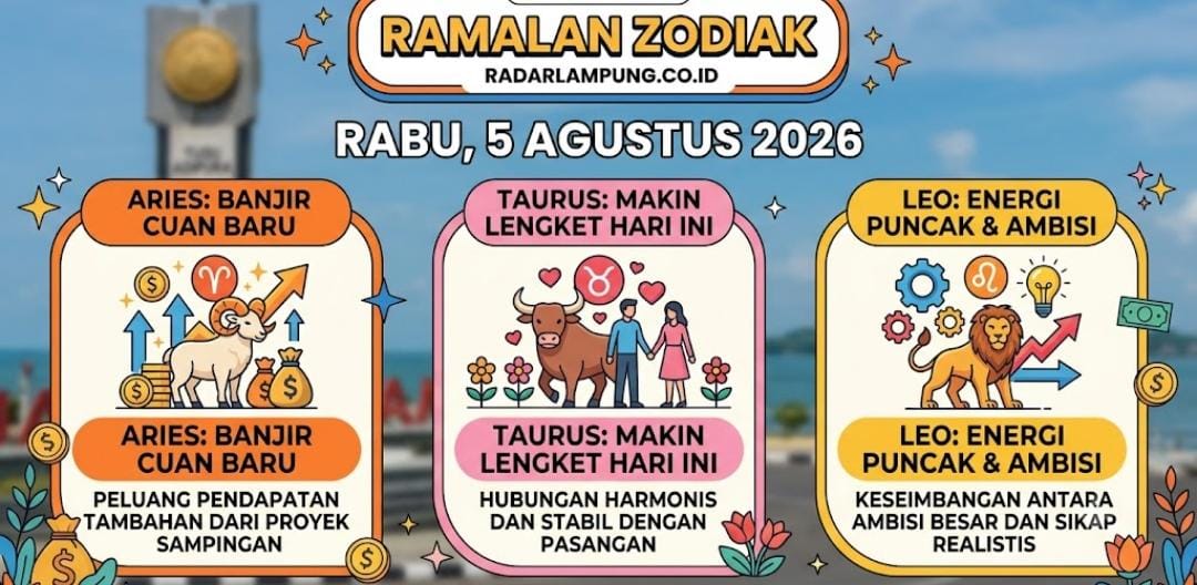 Ramalan Zodiak Rabu 5 Agustus 2026: Aries Banjir Cuan, Taurus Makin Lengket dengan Pasangan