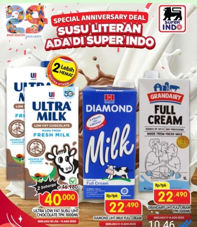 Promo Spesial Anniversary Deals Superindo, Borong Susu UHT 1 Liter Mulai Rp 20 Ribuan