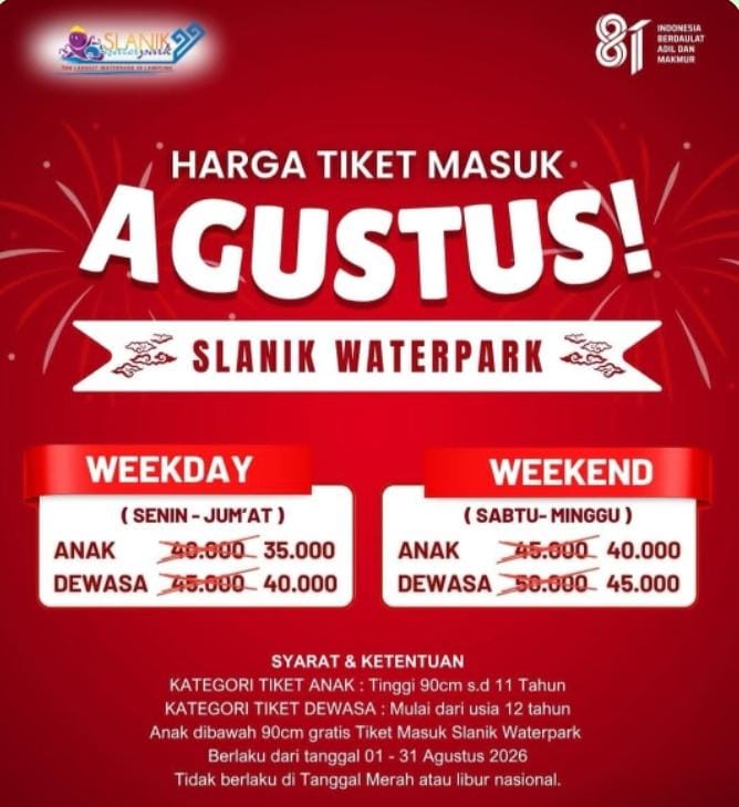 Slanik Waterpark Promo Tiket Masuk Agustus 2026, Ini Syarat dan Daftar Harganya
