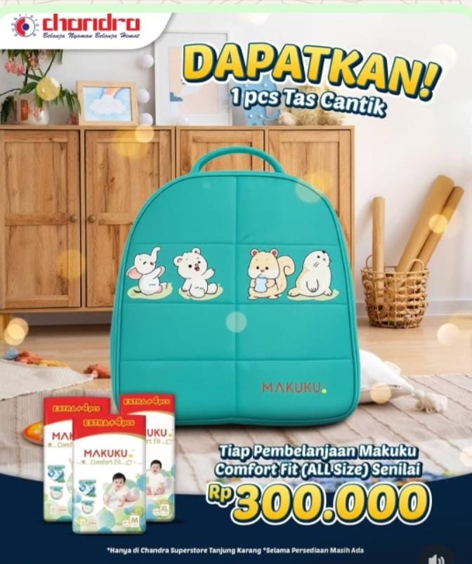 Hanya di Chandra Superstore Tanjung Karang, Beli Popok Makuku Dapat Tas Cantik