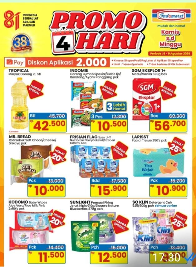 Promo 4 Hari Indomaret Kembali Hadir: Minyak Goreng hingga Kebutuhan Rumah Tangga Diskon Besar