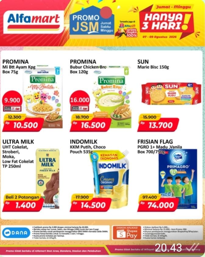 Daftar Promo JSM Alfamart 7–9 Agustus 2026, Ada Potongan Harga dan Cashback E-Wallet