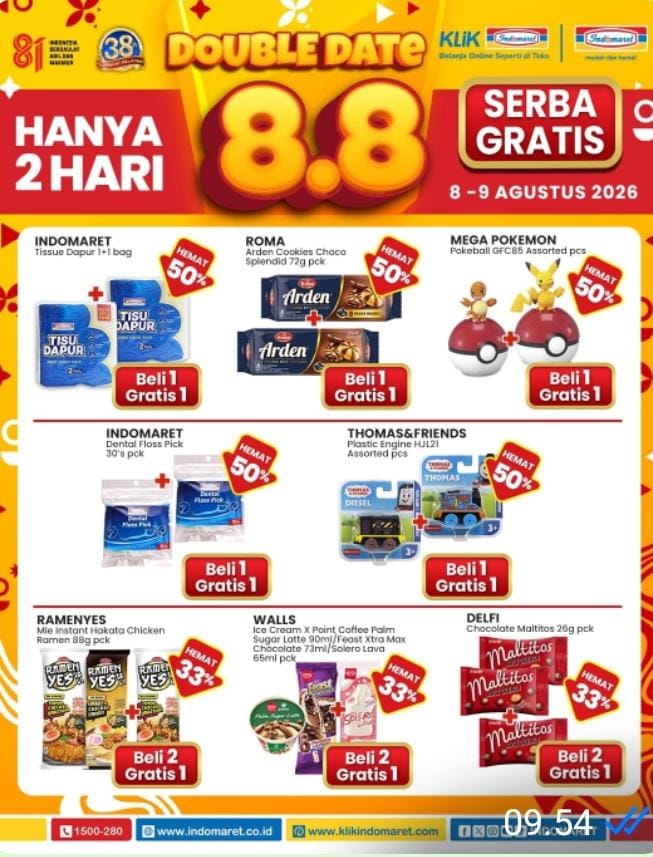 Update Promo Double Date 8.8 di Indomaret, Ada Beli 1 Gratis 1 hingga 9 Agustus 2026, Cek Daftarnya