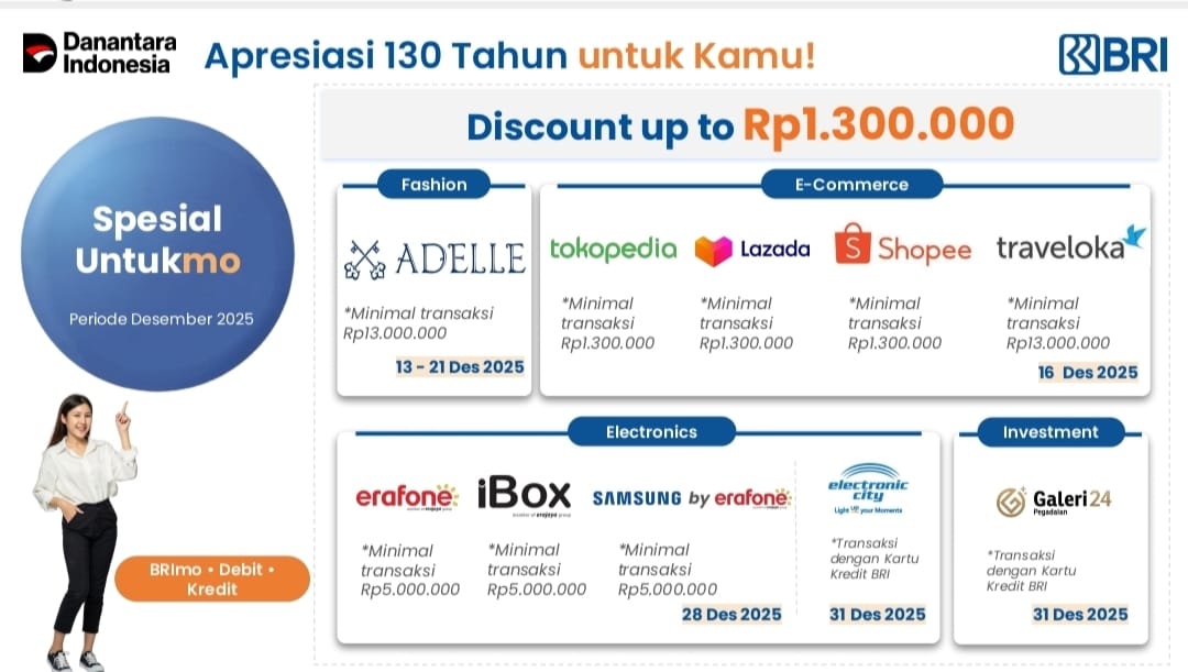 Promo Fantastis HUT BRI ke-130, Investasi Emas Galeri 24 Pegadaian Dapat Diskon hingga Rp1,3 Juta
