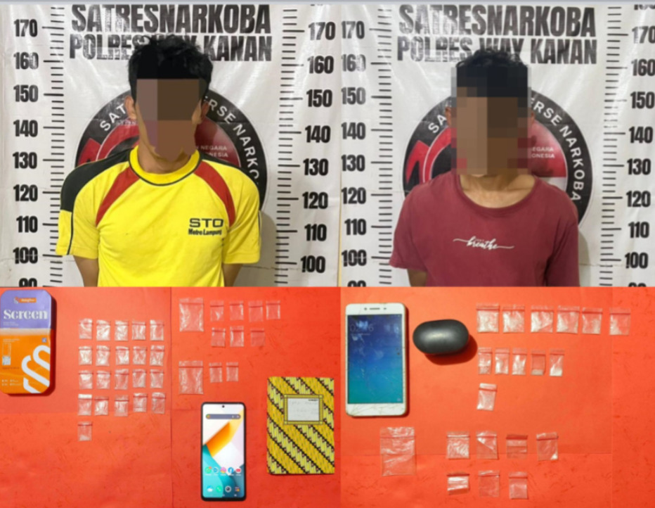 Diduga Jual Sabu, 2 Warga Baradatu Di Tangkap Satresnarkoba Polres Way Kanan