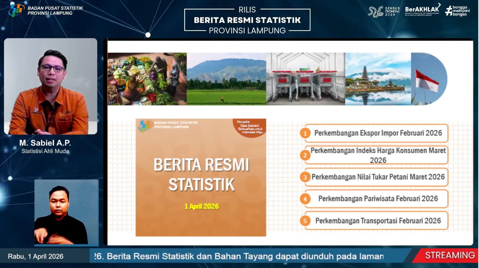 Inflasi Lampung Saat Ramadan Terkendali, BPS: Tekanan Harga Jauh Lebih Rendah dari Tahun Lalu